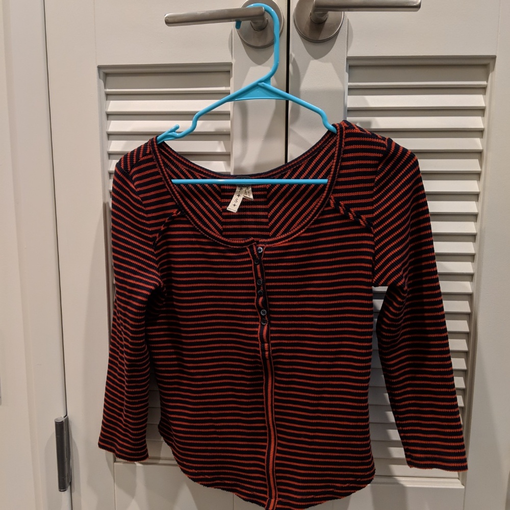 Free People Striped Thermal Stars and Stripes Top - Picture 4 of 5